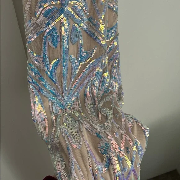 Windsor Tan Holographic Prom Dress - Picture 3 of 6